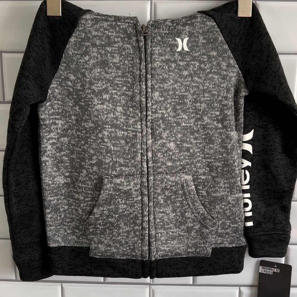 Hurley Gray and Black Zip-Up Hoodie